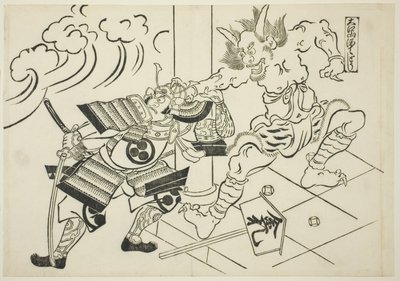 O Demônio Shutendoji do Monte Oe (Oeyama Shutendoji), da série "Cenas famosas de peças de marionetes japonesas (Yamato irotake)" de Okumura Masanobu