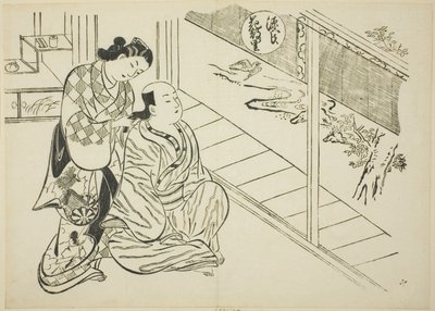 O capítulo Hanachirusato de "The Tale of Genji" (Genji Hanachirusato), de uma série de paródias de Genji de Okumura Masanobu