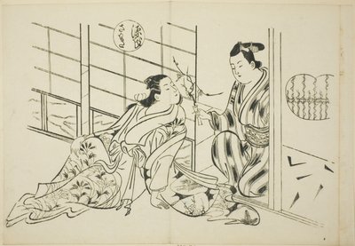 O capítulo Sakaki de "The Tale of Genji" (Genji Sakaki), de uma série de paródias de Genji de Okumura Masanobu