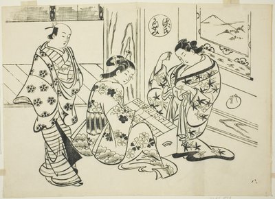O capítulo Utsusemi de "The Tale of Genji" (Genji Utsusemi), de uma série de paródias de Genji de Okumura Masanobu
