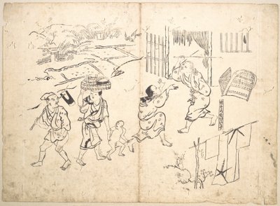 Mulher a perseguir um pardal de Okumura Masanobu