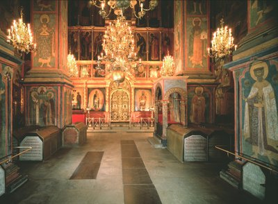 Interior da Catedral do Arcanjo Miguel no Kremlin de Moscou, 1679-1681 de Old Russian Architecture