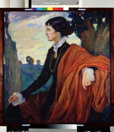 Retrato da poetisa russa Anna Akhmatova (Achmatova) (1889-1966) de Olga Lyudvigovna Della Vos Kardovskaya