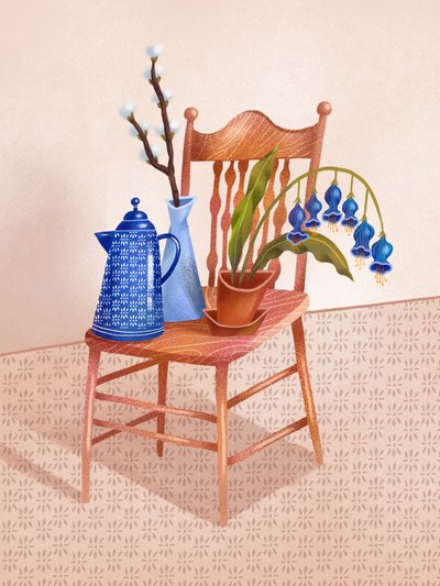 Cadeira «Natureza Morta Azul» de Olga Skomorokhova