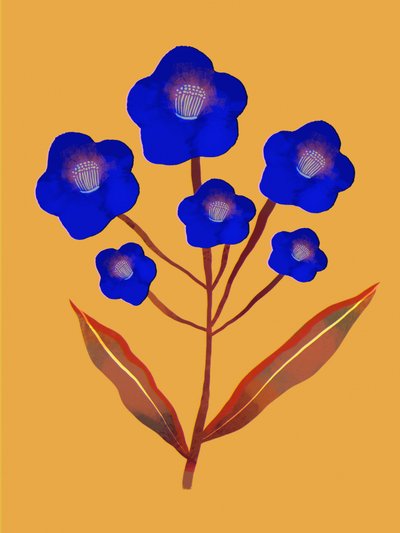 Flores azuis vibrantes de Olga Skomorokhova