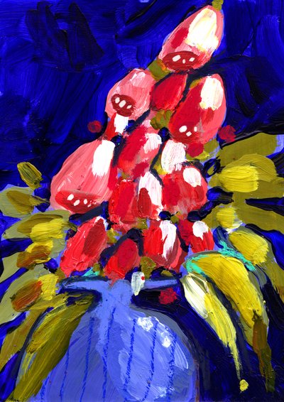 Flores vermelhas vibrantes de Olga Skomorokhova