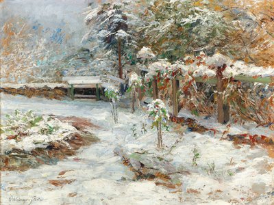 A neve de outubro, vista do jardim do castelo Hartenstein de Olga Wisinger-Florian