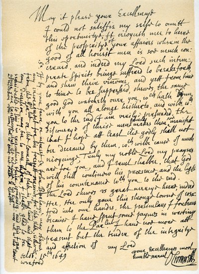 Carta de Oliver Cromwell a Lord Fairfax, Wexford, 15 de Outubro de 1649 de Oliver Cromwell