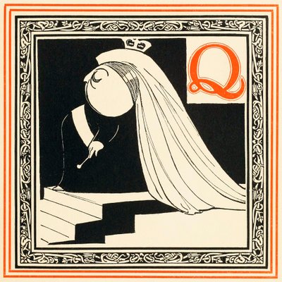 Q é a Rainha, tão nobre e livre, de An Alphabet of Celebrities, pub. 1899. de Oliver Hereford