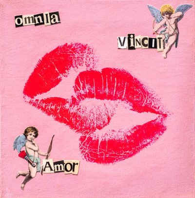 Kiss Omnia Vincit Amor, 2020 (técnica mista sobre tela) de Olivia Gozzano
