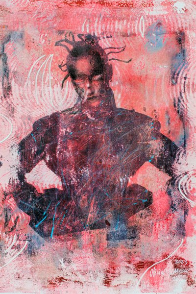 Replicante, 2023 (técnica mista sobre papel) de Olivia Gozzano