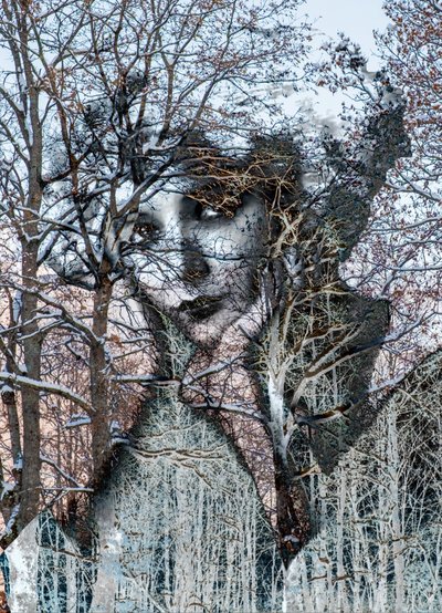 Ritrato invernal, 2021 (técnica mista digital) de Olivia Gozzano