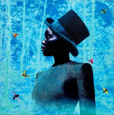 Teletrasporto, 2022 (técnica mista sobre tela) de Olivia Gozzano