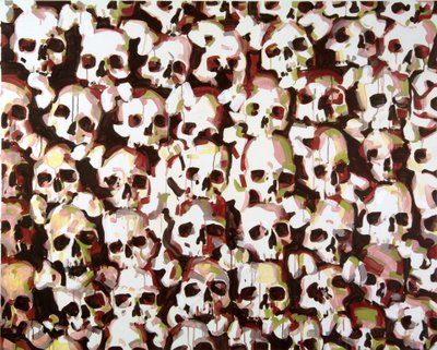 Skulls of the Valais, 2015 (acrílico sobre tela) de Olivier Morel