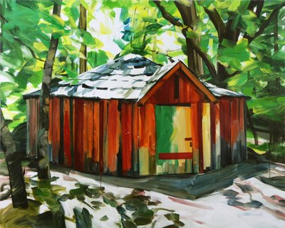 A casa na floresta, 2014 (acrílico sobre tela) de Olivier Morel