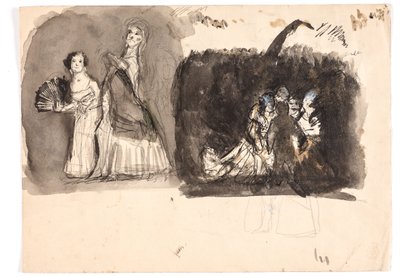 Cena carnavalesca e estudo para "Diógenes" (?) de Oluf Hartmann