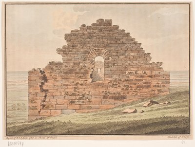 Ruínas da igreja na Groenlândia. Ilustração para W.A. Grah. Viagem de pesquisa à costa leste da Groenlândia de Oluf Olufsen Bagge