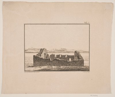 Ruínas da igreja na Groenlândia. Ilustração para W.A. Grah. Viagem de pesquisa à costa leste da Groenlândia de Oluf Olufsen Bagge