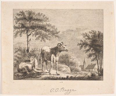paisagem com ovelhas de Oluf Olufsen Bagge