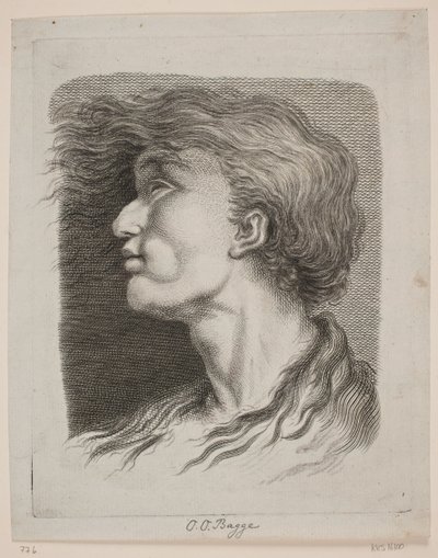 Retrato masculino com cabelo esvoaçante de Oluf Olufsen Bagge