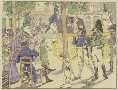 Napoleão estabelece a ordem da Legião de Honra. Os parisienses imitam sua fita usando cravos vermelhos, 19 de maio de 1802 de Onfray de Breville Job