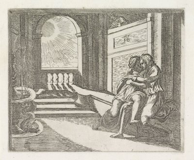 Abimeleque vê Isaque acariciando Rebeca Pinturas na Loggia de Rafael (título da série) de Orazio Borgianni