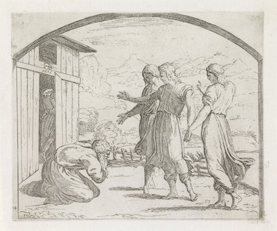 Abraão e os três anjos Pinturas na Loggia de Rafael (título da série) de Orazio Borgianni