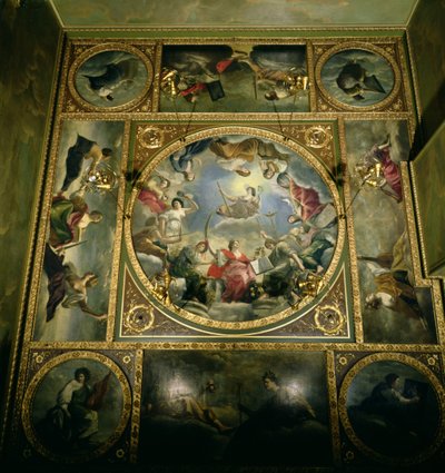 Arts and Sciences, 1636 (originalmente pintada para a Casa da Rainha em Greenwich, mas removida de lá pela Duquesa de Marlborough com a permissão da Rainha Anne) de Orazio Gentileschi