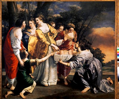 Moisés salva as águas do Nilo (óleo sobre tela de Orazio Gentileschi