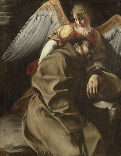 São Francisco amparado por um anjo, c.1607 (óleo sobre tela) de Orazio Gentileschi