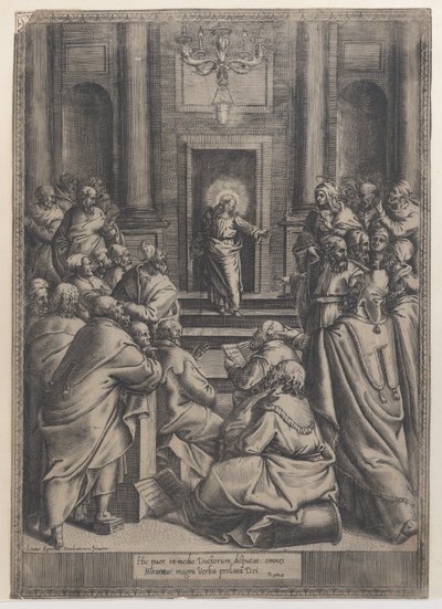 Cristo Disputando no Templo, 1568-77., 1568-77. de Orazio de Sanctis