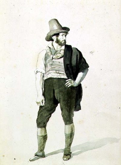 The Young Italian, c.1834 (aguarela) de Orest Adamovich Kiprensky