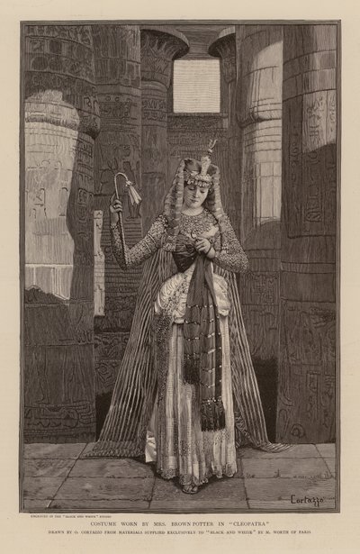 Traje usado por Cora Urquhart Brown-Potter em Cleópatra (gravura) de Oreste Cortazzo