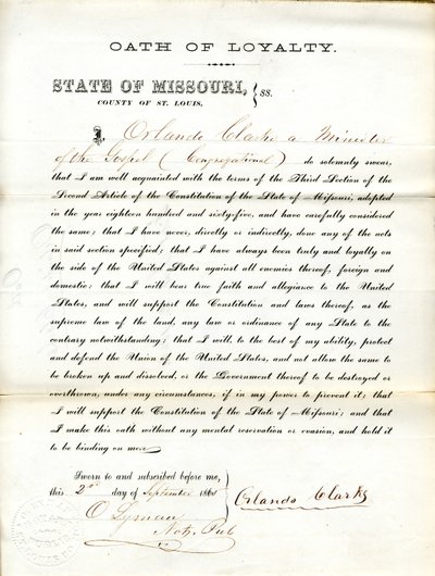 Jura lealdade ao Governo dos Estados Unidos e ao Estado de Missouri de Orlando Clarke