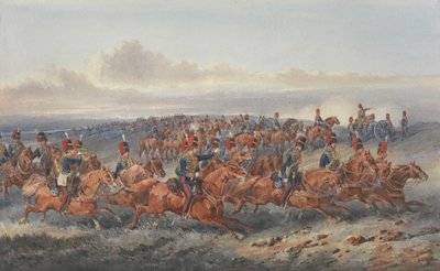 A Tropa Castanha (Uma Bateria) Royal Horse Artillery (aguarela sobre papel) de Orlando Norie