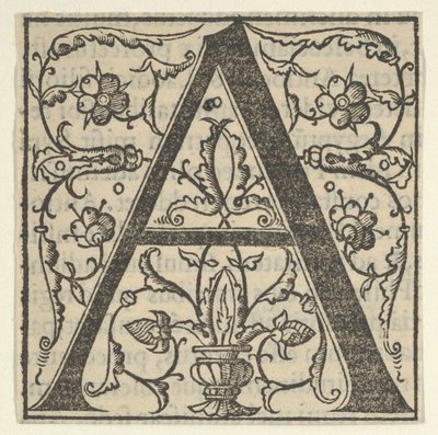 Letra inicial A com guirlandas, meados do século XVI., meados do século XVI. de Oronce Fine
