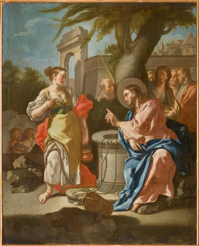 Jesus e a Samaritana, segunda metade do século XVIII (óleo sobre tela) de Oronzo Tisio