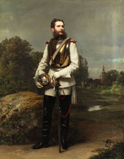 O Príncipe herdeiro Frederick William da Prússia. Assinado e datado "OSCAR BEGAS 1867" no canto inferior direito do caminho. de Oscar Begas