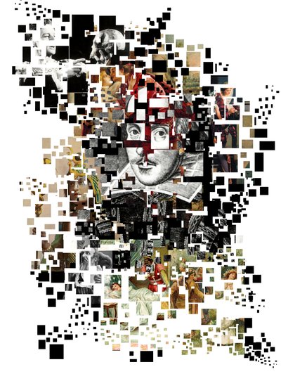 Colagem de William Shakespeare (gravura de Oscar Vila Nieto