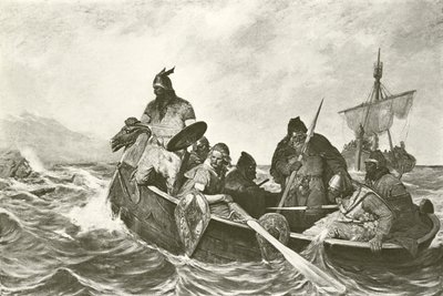 Leif Ericson ao largo da costa de Vineland (gravura) de Oscar Wergeland