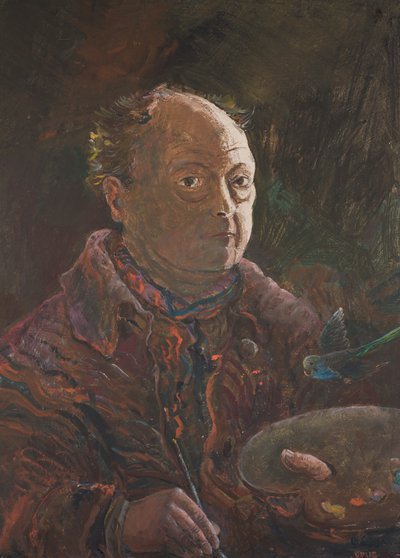 Auto-retrato com budgie de Oskar Laske