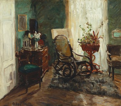 interior com cadeira de balanço; Interior com cadeira de balanço de Oskar Moll