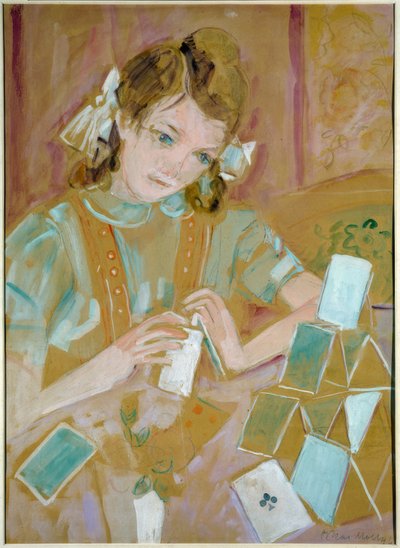Criança com castelo de cartas de Oskar Moll