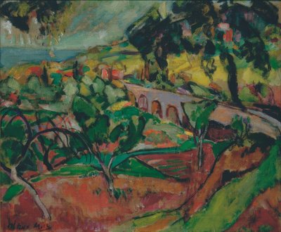 Paisagem com viaduto de Oskar Moll