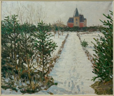 Paisagem de neve com castelo - igreja de Oskar Moll