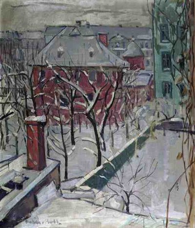 Paisagem de inverno (óleo sobre tela) de Oskar Moll