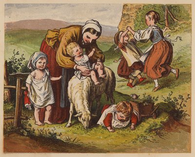 Passeio do bebé (litografia a cores) de Oskar Pletsch