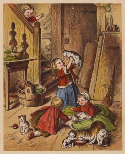 Gatinhos (litografia a cores) de Oskar Pletsch