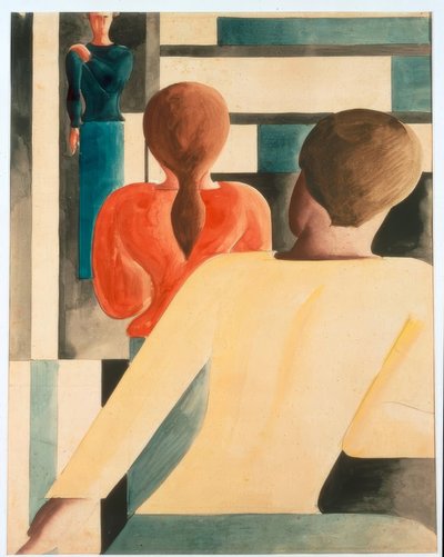 Interior em azul, amarelo e vermelho de Oskar Schlemmer