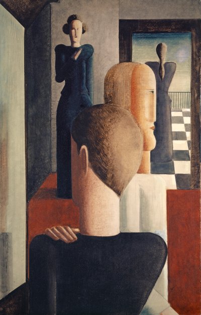 Interior com cinco figuras, romano de Oskar Schlemmer